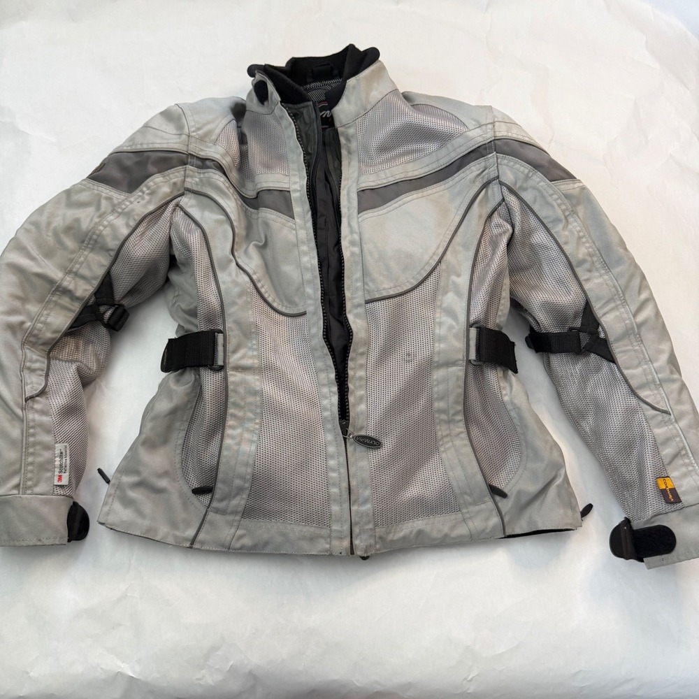 Olympia Moto Mens Motorcycle Riding Jacket Armor Pads Cordura Scothchlite Gray S